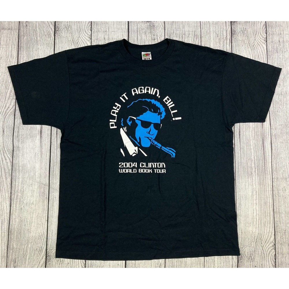 Vtg Bill Clinton “Play It Again Bill” Single Stitch 2004 Book Tour T-Shirt Xl